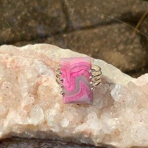 LAGUNA LACE AGATE 925 STERLING SILVER RING, SIZE 8